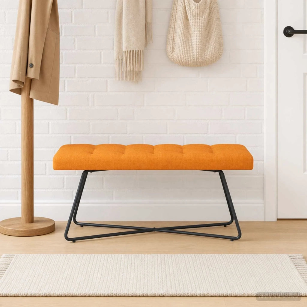 Panchina con bottoni imbottiti Giallo Scuro 110 x 40 x 46 cm 42038380