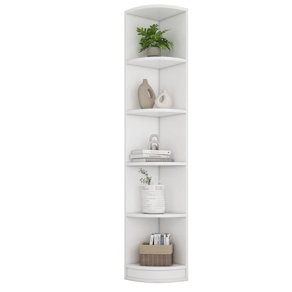 Libreria Angolare - Xylo - 135??54??180 cm - 5 Ripiani MDF Bianco