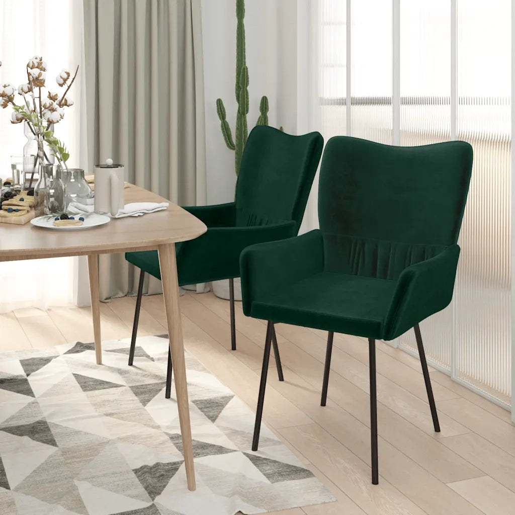 Sedie da Pranzo 2 pz Verde Scuro in Velluto 344800