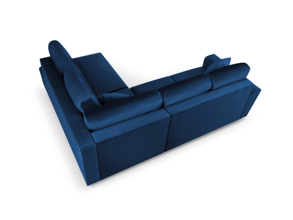 Cosmopolitan Design - Divano convertibile angolare destro con contenitore "Kyoto" 5 posti in velluto blu reale 