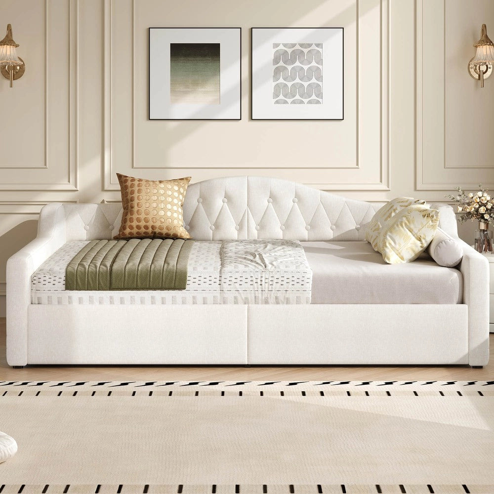 Letto Contenitore Imbottito con LED ¨C MINIMAL ¨C Beige 140x200