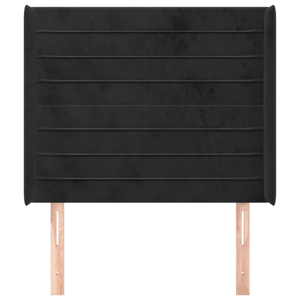Testiera ad Orecchio-Testata con Orecchie Nera 83x16x118/128 cm in Velluto 350838