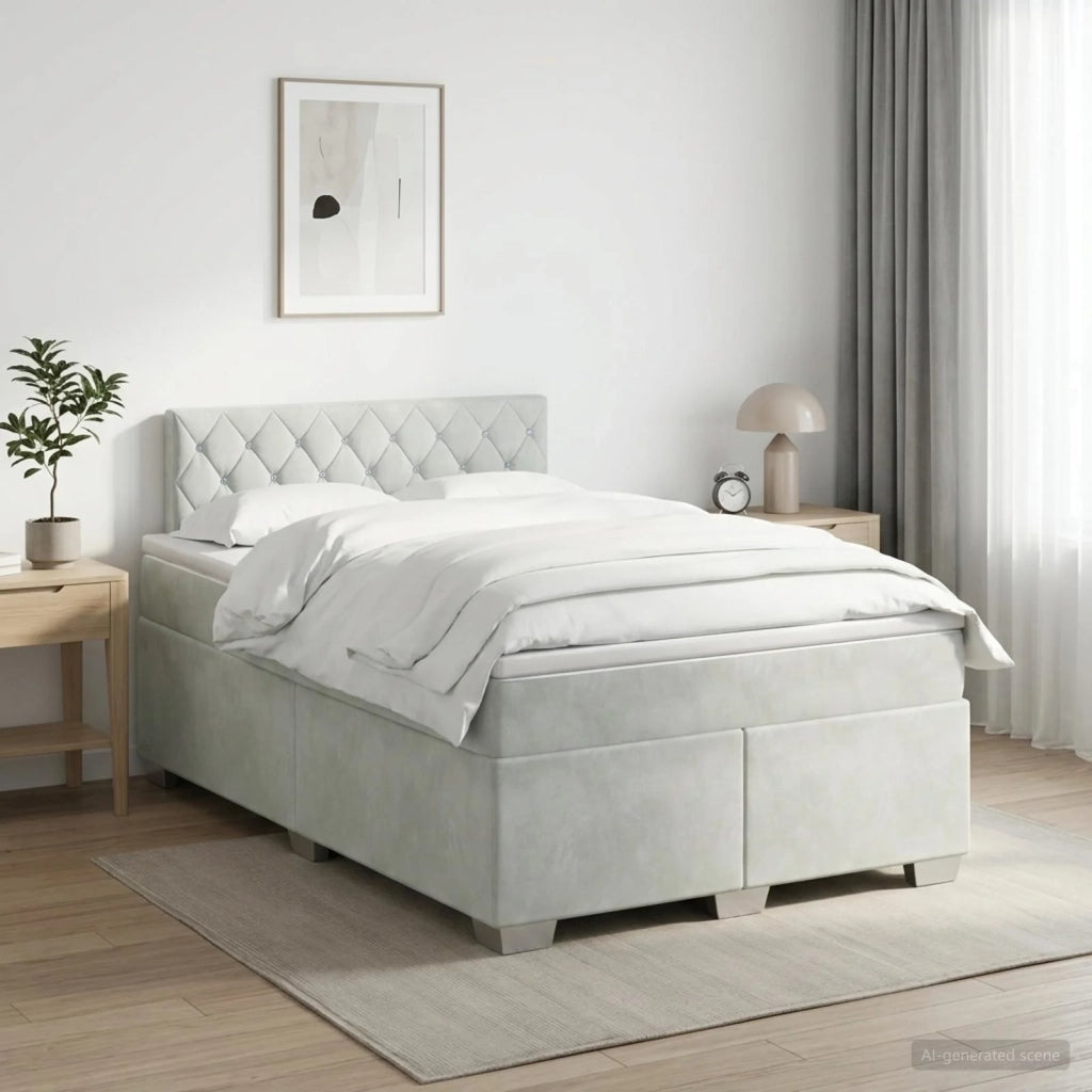 Letto box spring con materasso Grigio Chiaro 120 x 190 cm 3450668