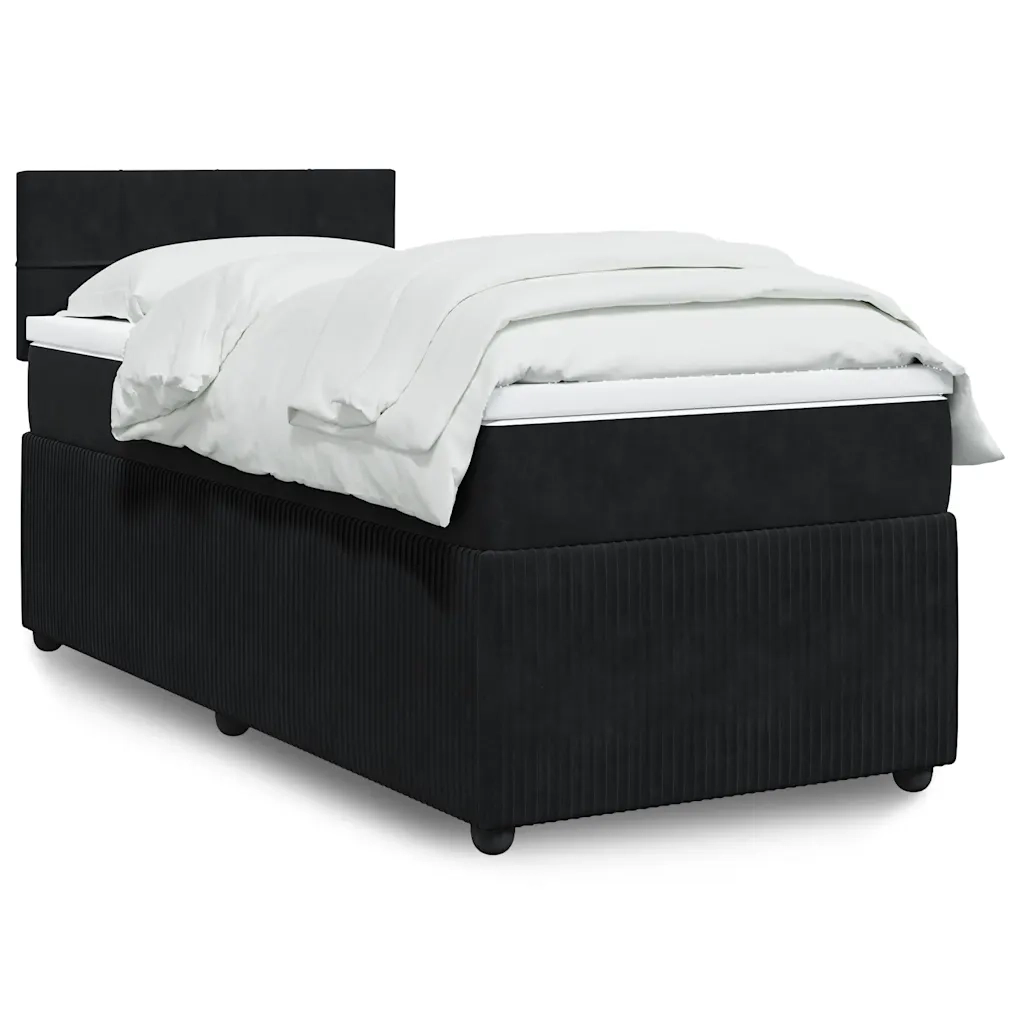 Giroletto a Molle con Materasso Nero 90x200 cm in Velluto 3287652