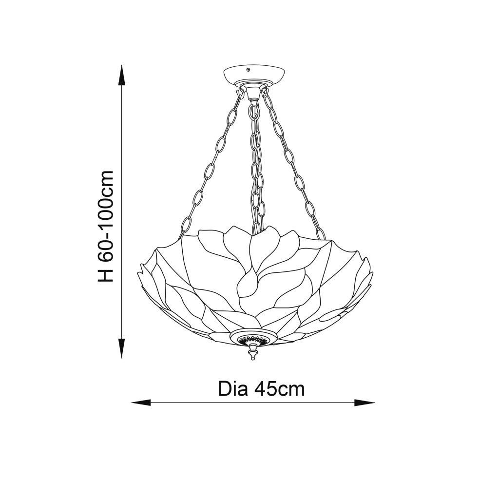 Lampada a sospensione vetrata Tiffany Botanica 3 luci E27