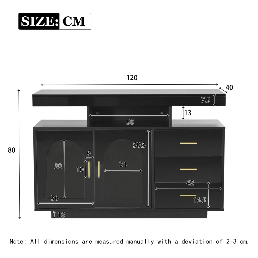 Sideboard LED con luci a 16 colori - Zephmum-120 cm-Nero