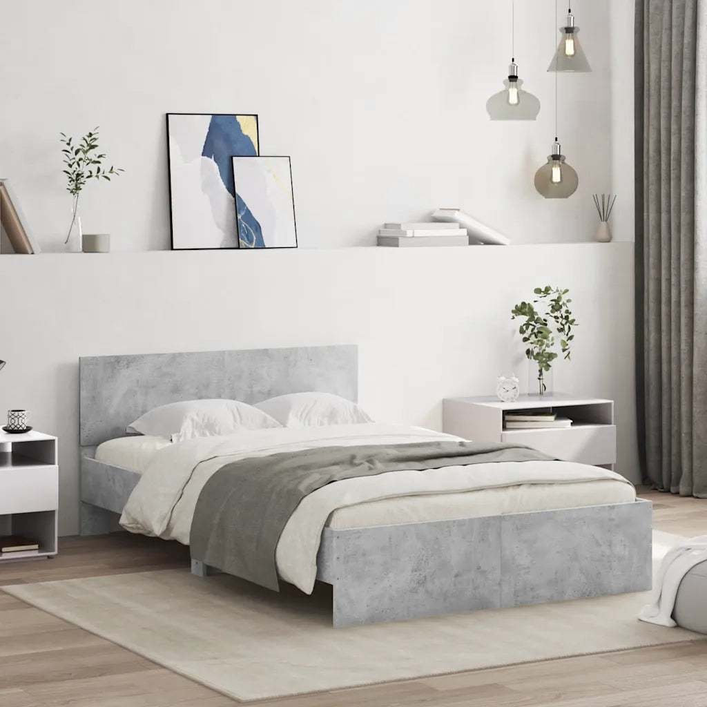 Giroletto con Testiera e LED Grigio Cemento 140x190 cm 3207626