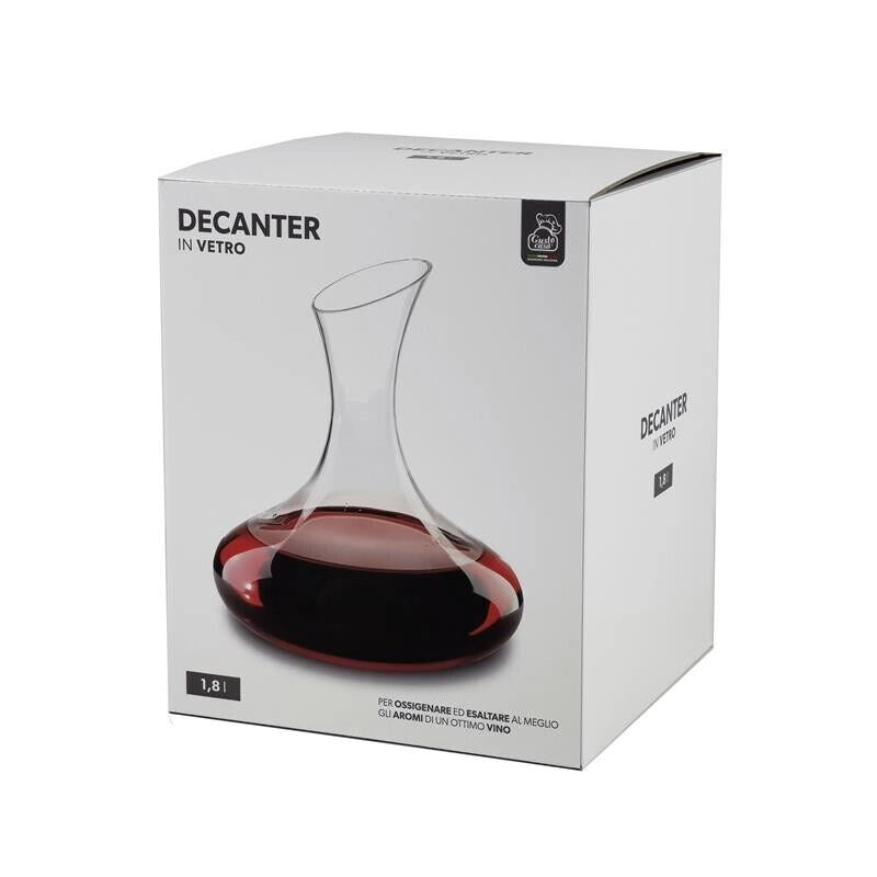 DECANTER IN VETRO TRASPARENTE PER VINO CON CAPIENZA 1.8 LITRI
