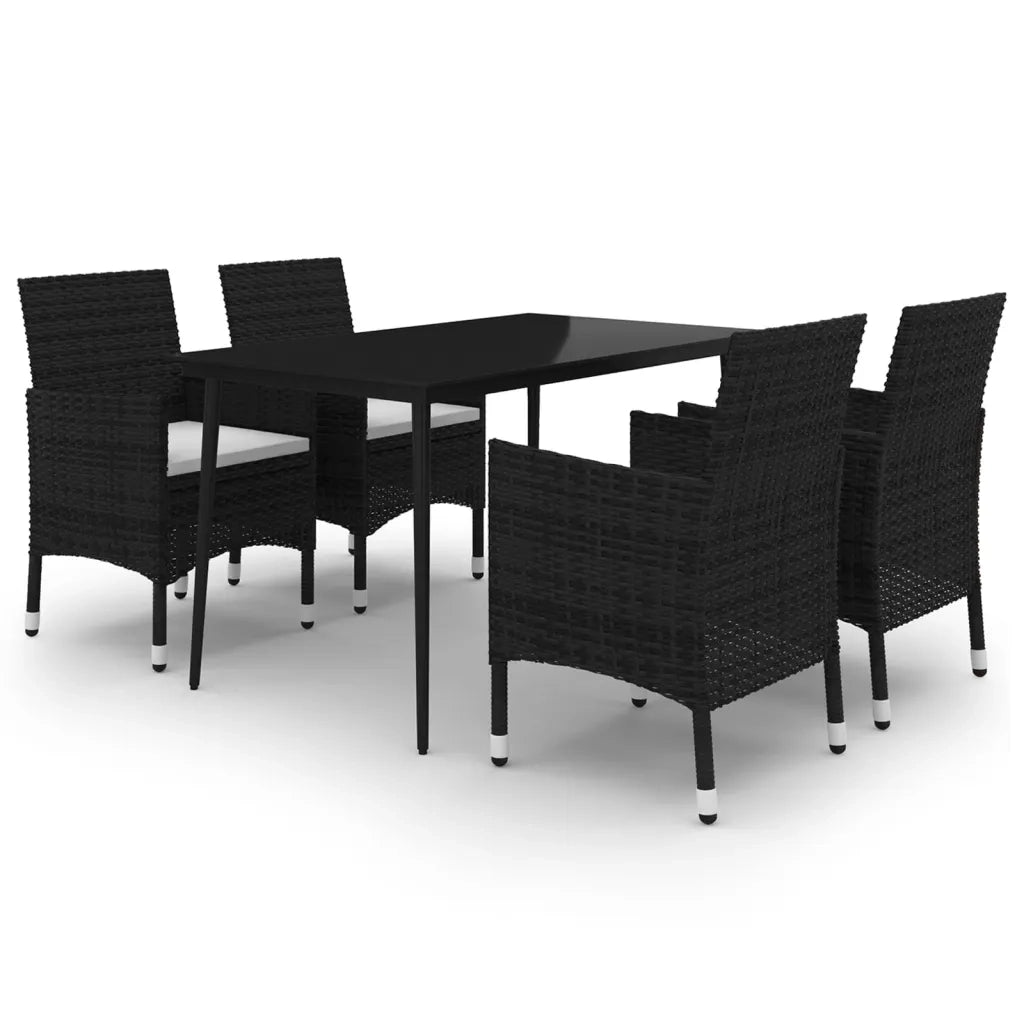Set da Pranzo per Giardino 5 pz con Cuscini Polyrattan e Vetro 3099729