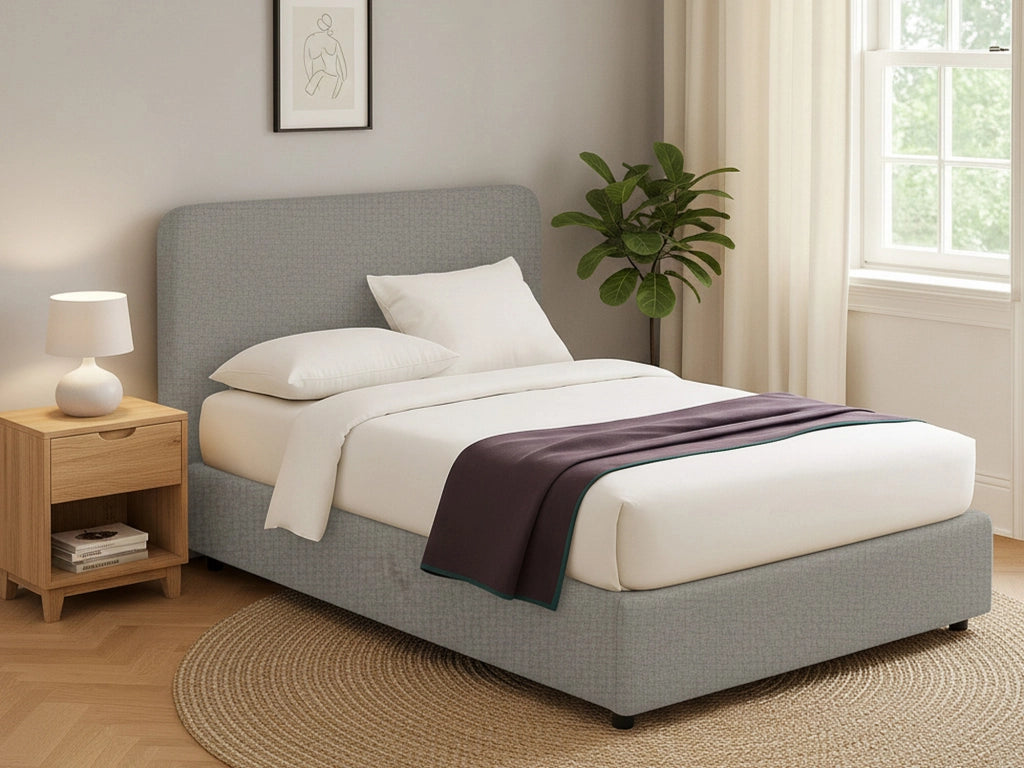 Reading, Letto Singolo Sfoderabile Made in Italy, Grigio Cenere