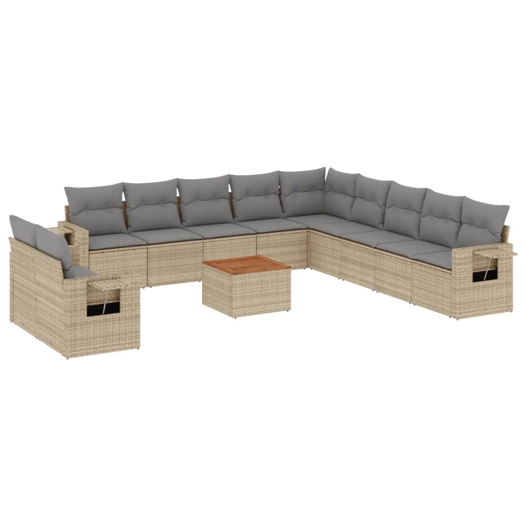 Set Divani da Giardino 12 pz con Cuscini Beige in Polyrattan