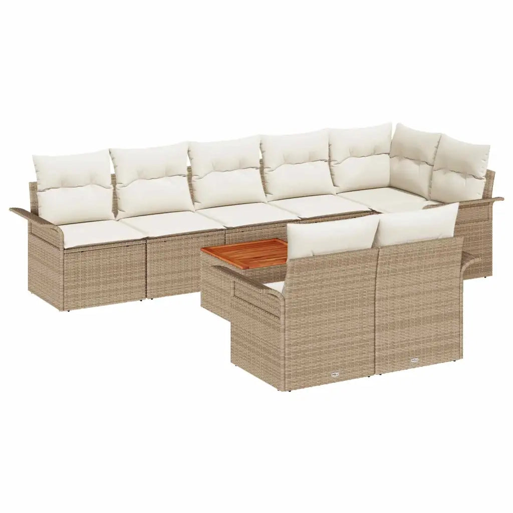 Set Divano da Giardino 9 pcs Beige e Crema polyrattan 3356013