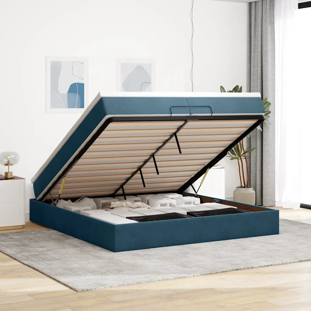 Struttura Letto Pouf con Materassi 200x200 cm Velluto
