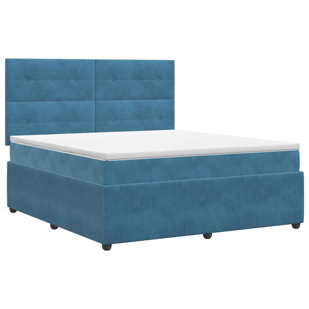 Letto box spring con materasso Blu 160 x 200 cm Velluto 3454641