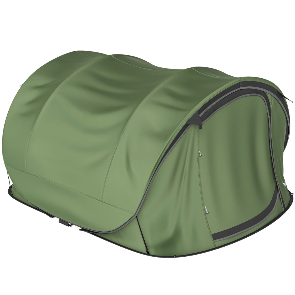 Tenda da Campeggio Pop-Up 4-5 Persone ¨C Minimal ¨C Verde, Impermeabile, 2 Porte, 2 Finestre