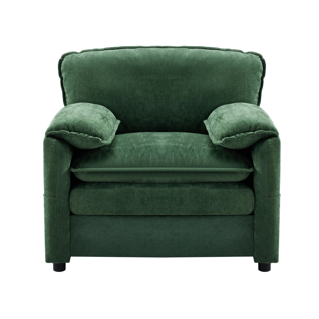 Divano singolo verde retr¨° - Zephmum - Forma semplice con doppia tasca laterale