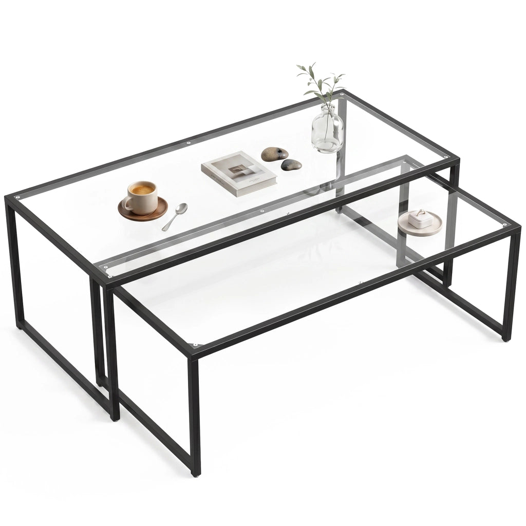 Tavolino da caff¨¨ ¨C Minimal ¨C Nero + Trasparente