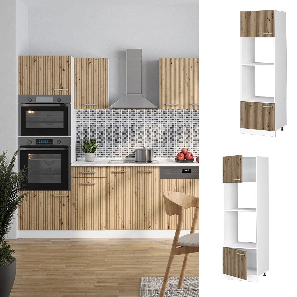 Mobile cucina microonde R-Line Rovere artigianale/Bianco 60 cm Vicco