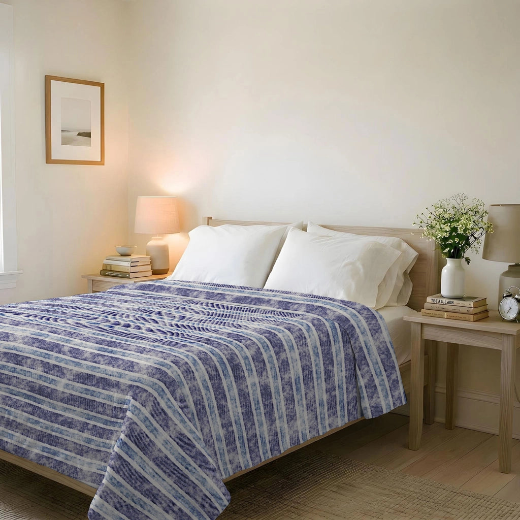 Trapuntino Double Face Estivo Singolo in Microfibra 100 gr con Stampa Jeans Stripes Basic