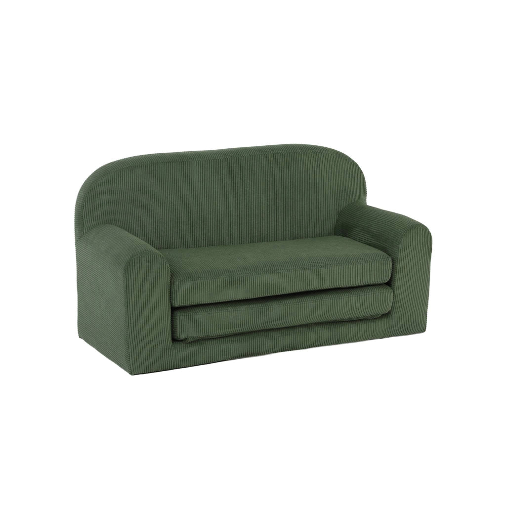 Divano letto per bambini in velluto a coste, verde kaki