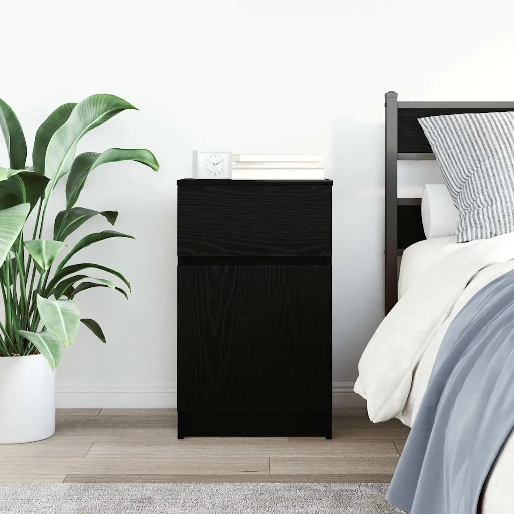 Comodino Nero 39x35x65 cm in Legno Multistrato 861321