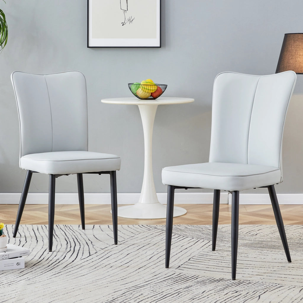 Set di 2 sedie da pranzo - con schienale ergonomico e piedi regolabili - in PU grigio chiaro e nero