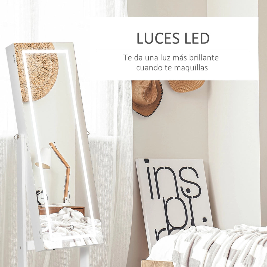 Armadio per Gioielli con Luci LED ¨C Minimal ¨C Bianco 46x36,5x151,5 cm
