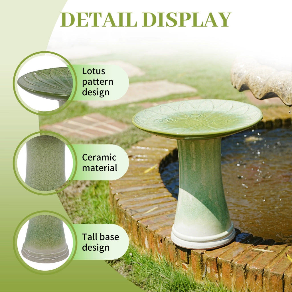 ABBEVERATOIO PER UCCELLI Ø43 cm H 45 cm Ceramica Verde