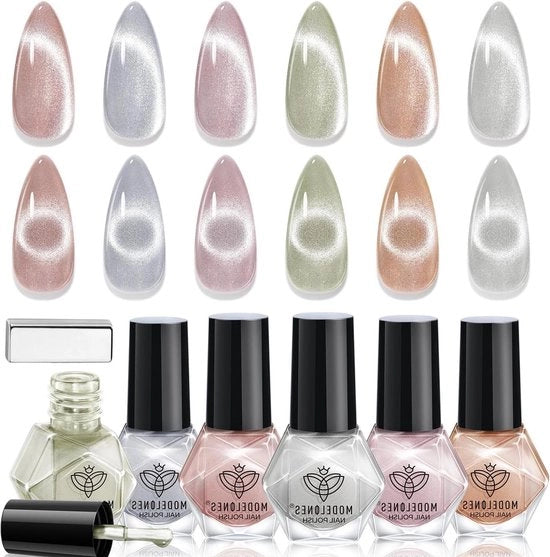 Kit di manicure a cat eye 6 colori fluo magnetico con velatura cristallina per manicure lunga durata DIY per donne