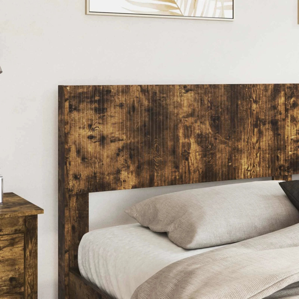 Letto matrimoniale | Letto per adulti | Struttura del letto con stoccaggio e testata Rovere Fumo