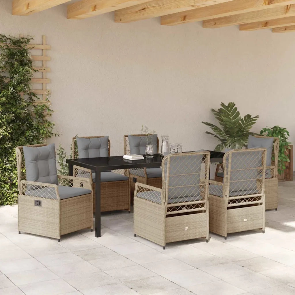 Set da Pranzo per Giardino 7 pcs Beige e Grigio Chiaro 3381007