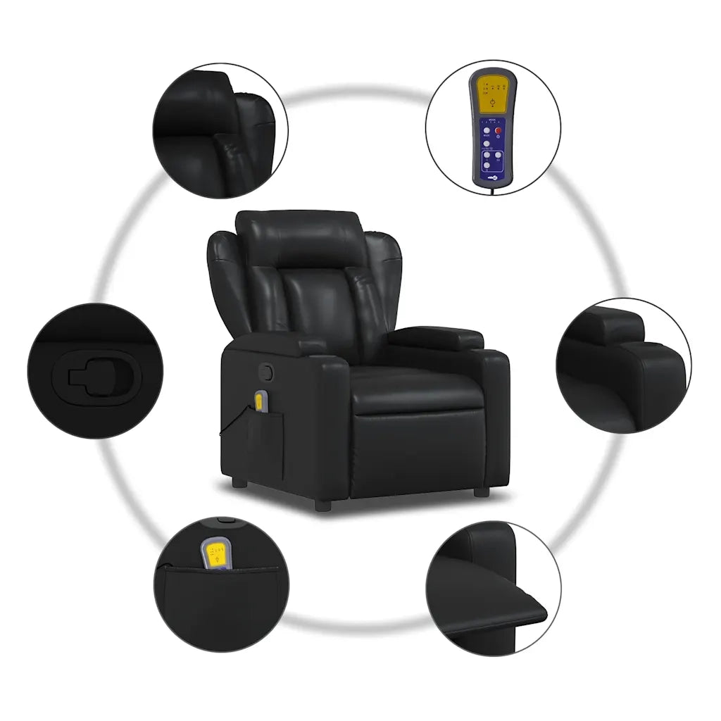 Poltrona Massaggiante | Sedia Relax Reclinabile Nera in Similpelle