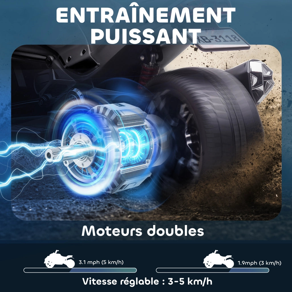 Auto elettrica per bambini ¨C Minimal ¨C 12V 3 ruote nero