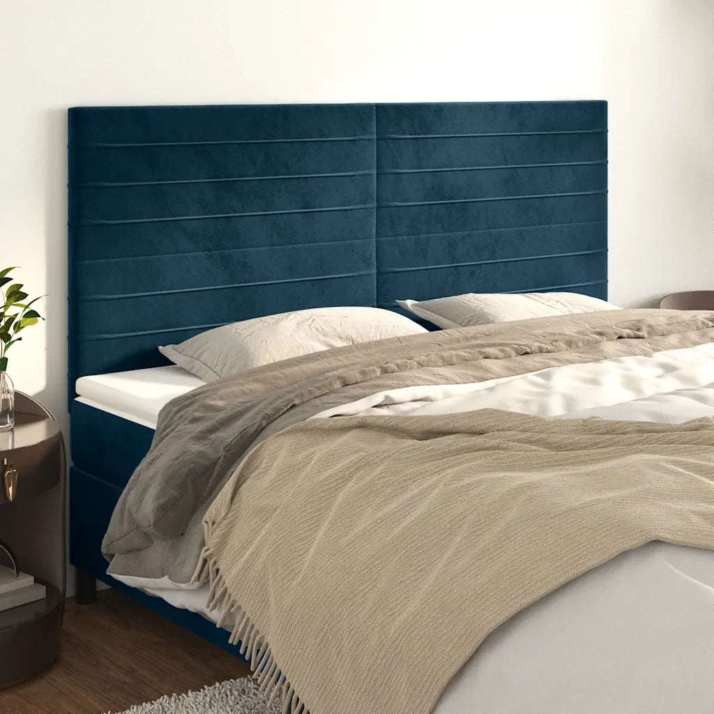 Testiera | Testata Blu Scuro 160x5x118/128 cm Velluto