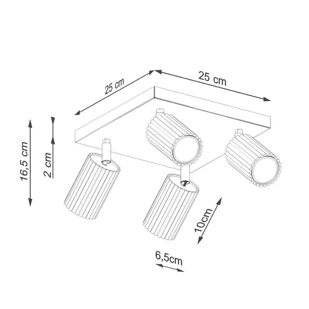 Lampada da soffitto KARBON 4 rosso ocra