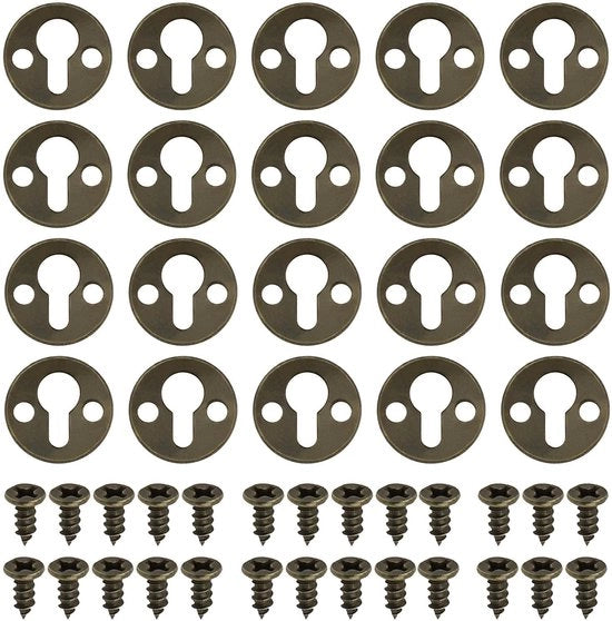 Sostegno per Parete 20x - Hanger Ronde Piana - Tono Bronzo - Incluso 40x Viti - Per Decorazioni di Parete - Metallo Duraturo - Sostegno per Parete