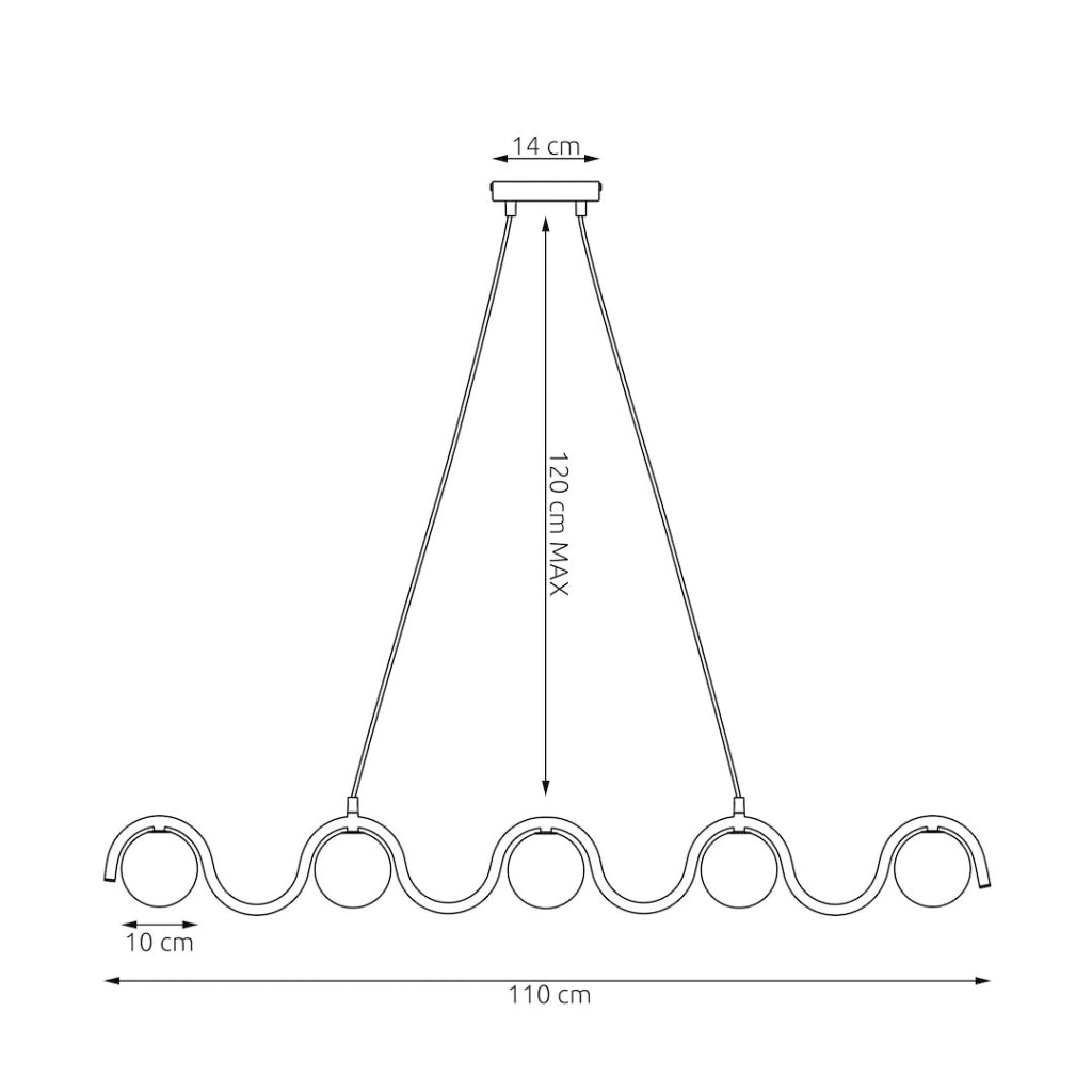 Lampada sospesa SINUS ondulata 5xG9 arancio-bianca