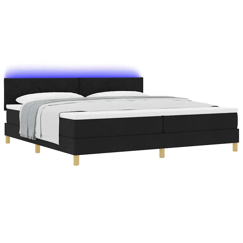 Letto a Sorgente LED con strisce LED Nero 200 x 200 cm Tessuto 3342543
