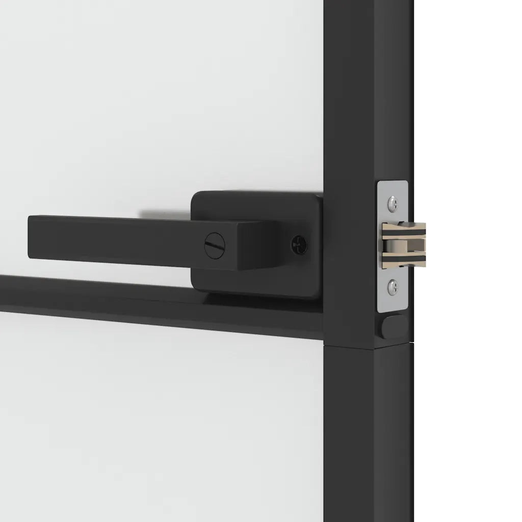Porta per Interni Nera 76x201,5cm Vetro Temperato e Alluminio 155117
