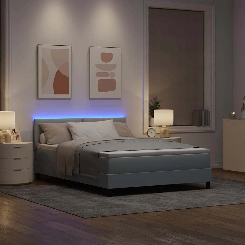 Letto a molle con materasso Grigio chiaro 140 x 190 cm Tessuto