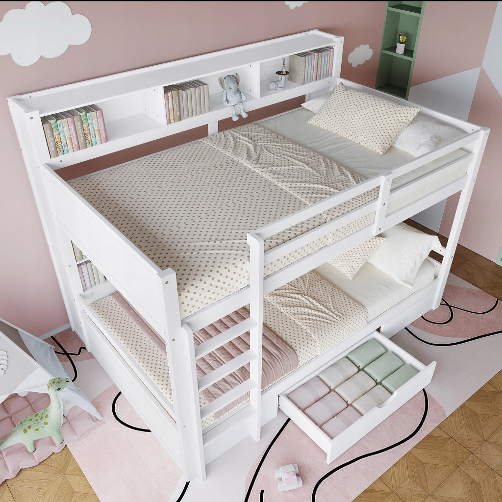Letto a castello con cassetti - Xylo - 90x200 cm - Bianco