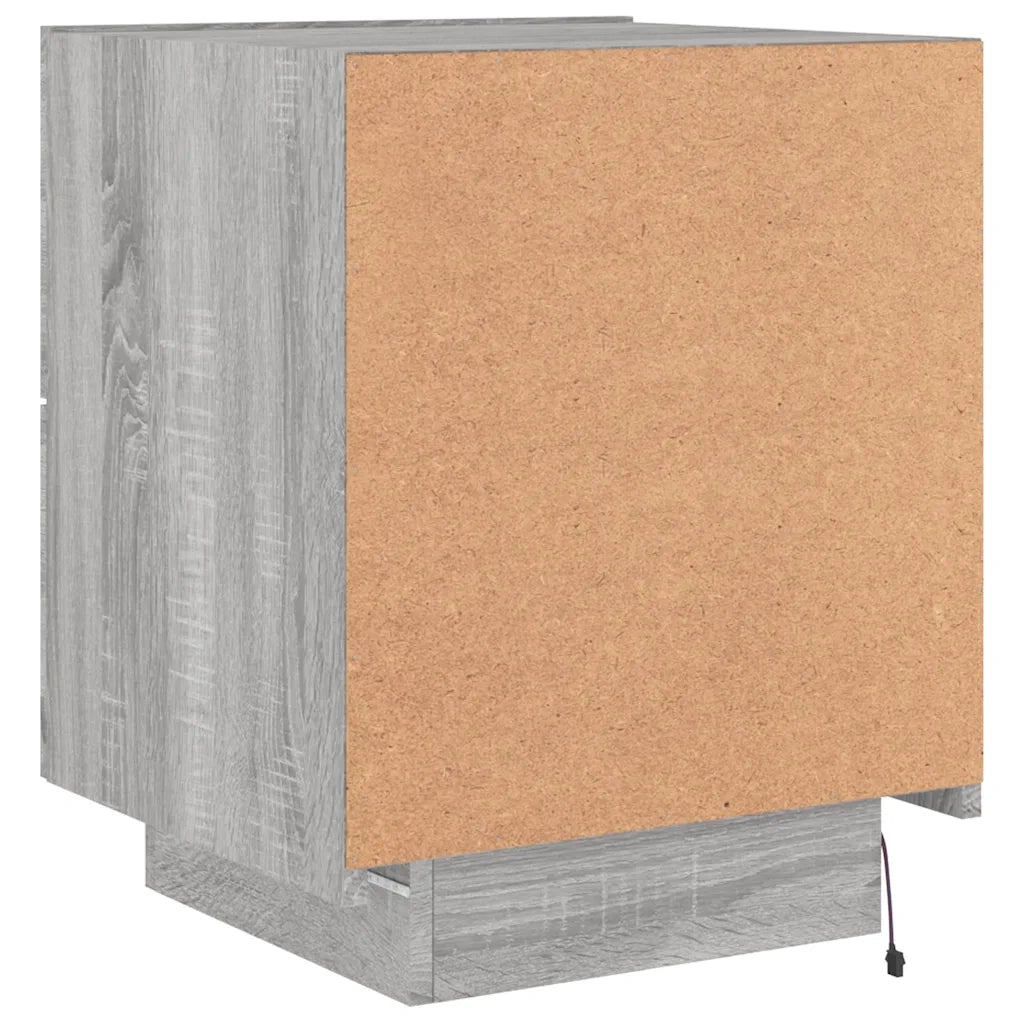 Comodino con Luci LED Grigio Sonoma in Legno Multistrato 836745