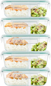 Set di contenitori per meal prep in vetro con coperchio