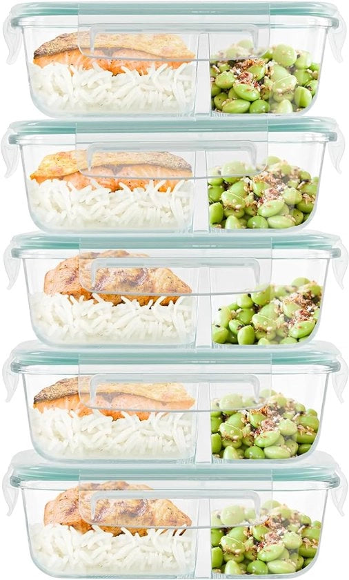 Set di contenitori per meal prep in vetro con coperchio