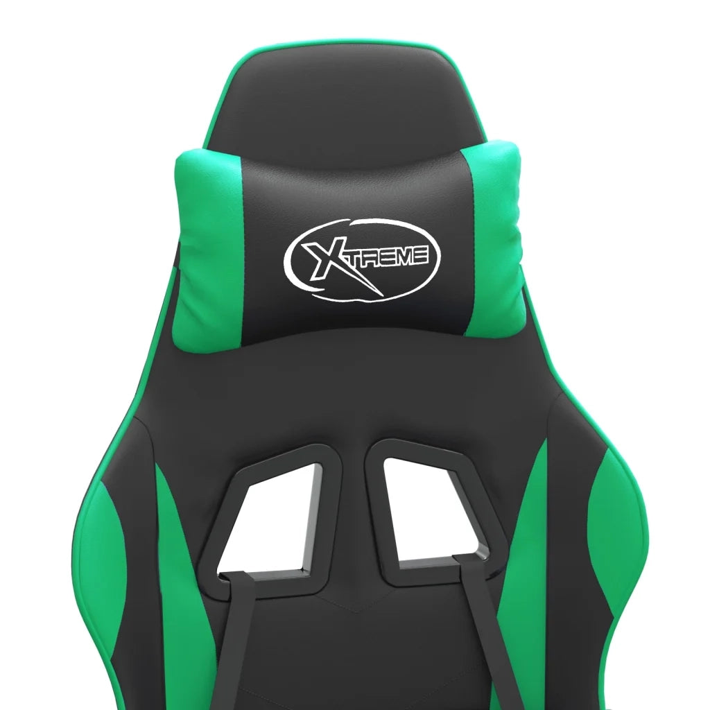 Sedia da Gaming | Sedia da e-sports Girevole con Poggiapiedi Nero Verde Similpelle