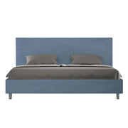 BS COM Letto matrimoniale king size contenitore imbottito 180x190 microfibra blu