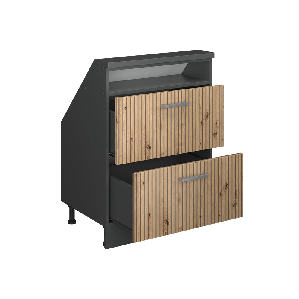 Mobile sottotetto Rion Rovere artigianale/Antracite con 2 cassetti Vicco