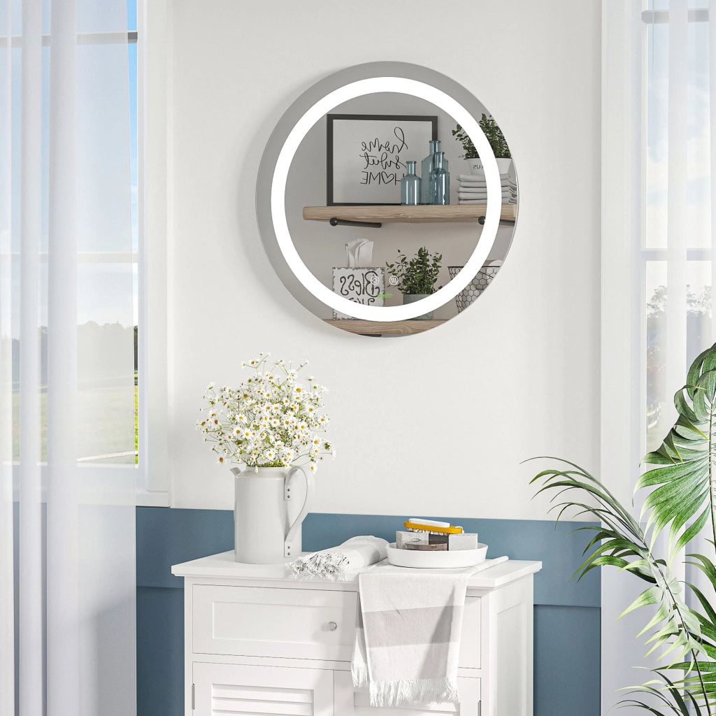 Specchio da bagno con luce LED ¨C Minimal ¨C ?50x4,6 cm argento