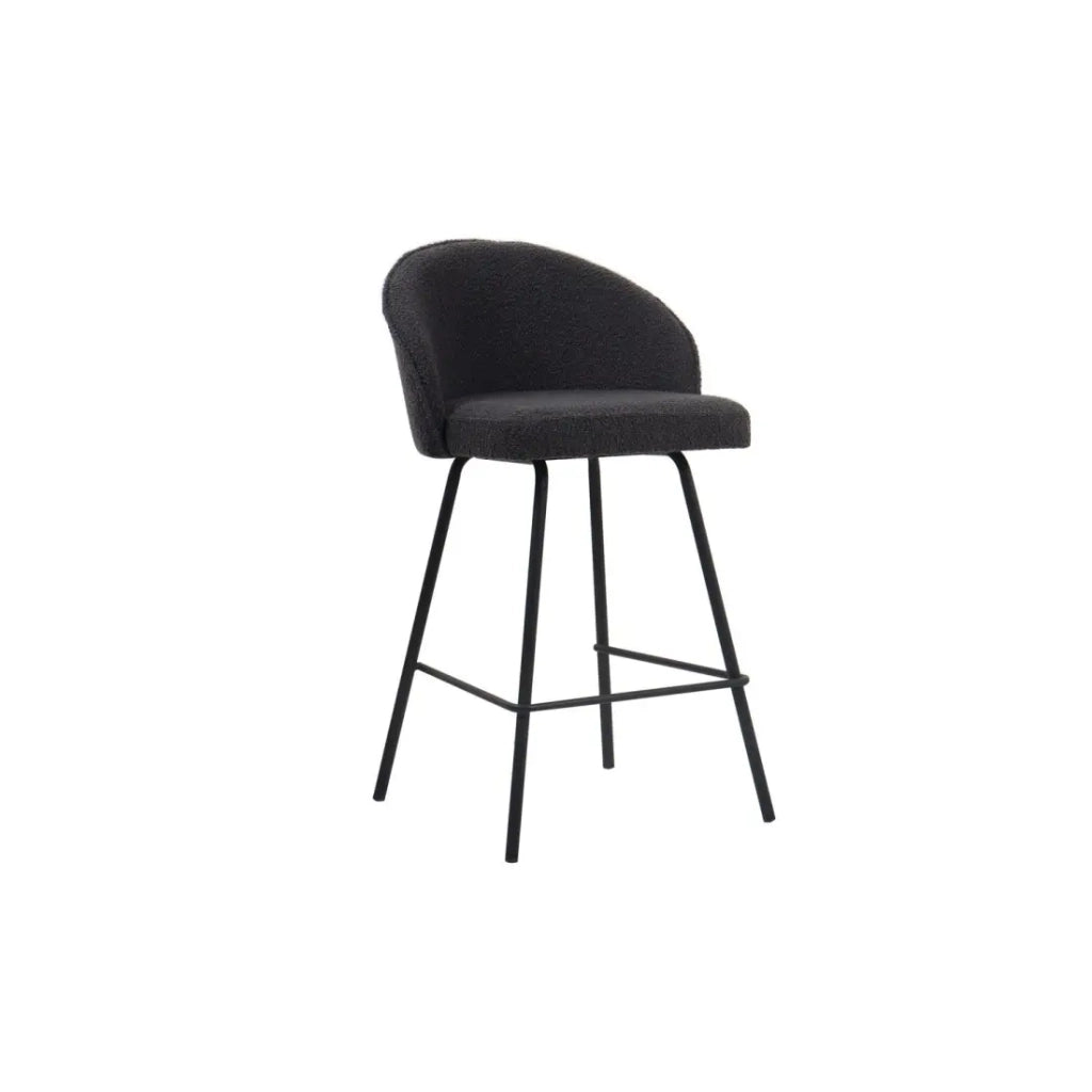 Sedia da banco JUNI – Bouclé grigio – H87 cm design contemporaneo