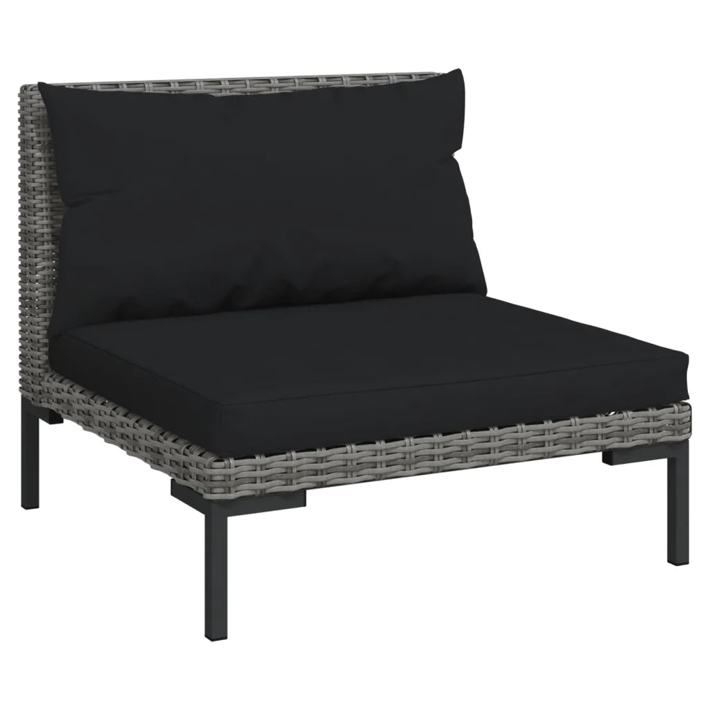 Divani da Giardino 5 pz con Cuscini in Polyrattan Grigio Scuro 3099840